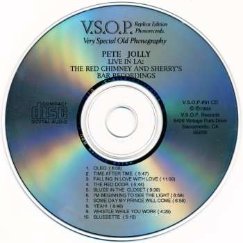 CD Pete Jolly: Live In LA: The Red Chimney And Sherry's Bar Recordings