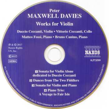 CD Peter Maxwell Davies: Works For Violin