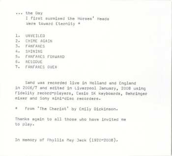 CD Philip Jeck: Sand.