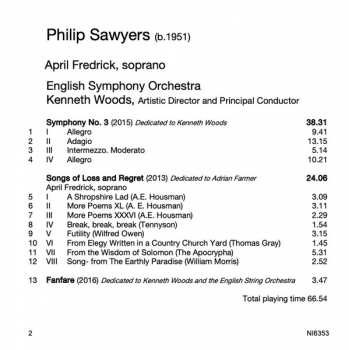 CD English Symphony Orchestra: Symphony No. 3; Songs Of Loss And Regret; Fanfare