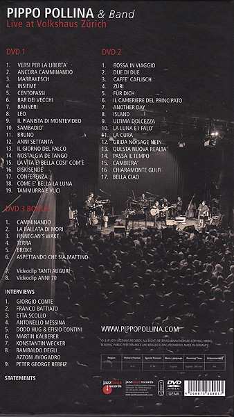 3DVD Pippo Pollina & Band: Live At Volkshaus Zürich