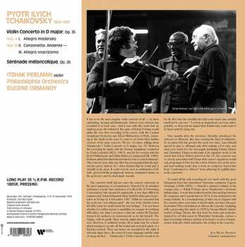 LP Pyotr Ilyich Tchaikovsky: Violin Concerto / Sérénade Mélancolique