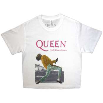 Merch Queen: Dámske Crop Top Wembley Stadium Magenta Logo Queen