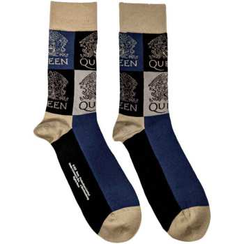 Merch Queen: Queen Unisex Ankle Socks: Crest Blocks (navy Blue) (uk Size 4 - 7) 36 - 42