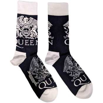 Merch Queen: Queen Unisex Ankle Socks: White Crests (navy Blue) (uk Size 4 - 7) 36 - 42