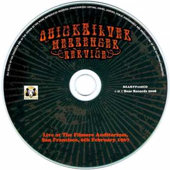 CD Quicksilver Messenger Service: Live At The Filmore Auditorium, San Francisco, 6th February 1967