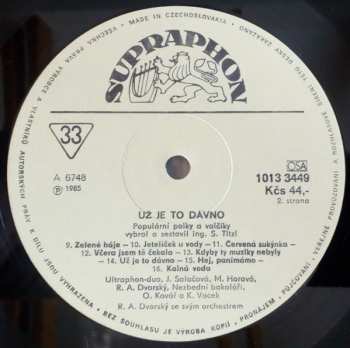 LP R. A. Dvorský Orchestra: Už Je To Dávno... (85 2)