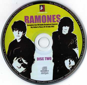 2CD Ramones: Live - My Father's Place, NY, 20 July 1982