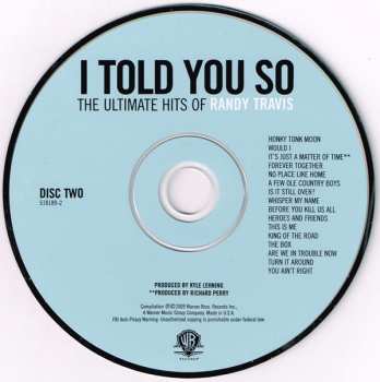 2CD Randy Travis: I Told You So (The Ultimate Hits Of Randy Travis)
