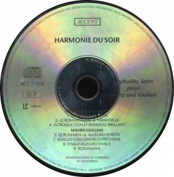 CD Raphaëlla Smits: Harmonie Du Soir: Raphaëlla Smits Plays Mertz And Giuliani