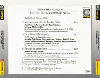 CD Reinhard Febel: Variationen Für Orchester / Das Unendliche / 1. Streichquartett