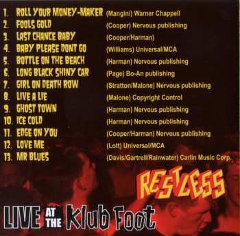 CD Restless: Live At The Klub Foot