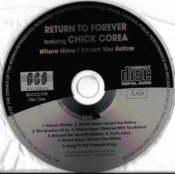 2CD Return To Forever: Where Have I Known You Before / No Mystery 