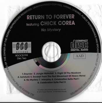 2CD Return To Forever: Where Have I Known You Before / No Mystery 