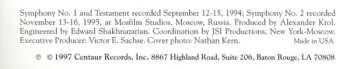 CD Большой Симфонический Оркестр Всесоюзного Радио: Symphony No. 1 • Symphony No. 2 • Testament 