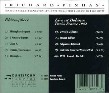 CD Richard Pinhas: Rhizosphere  /  Live, Paris 1982