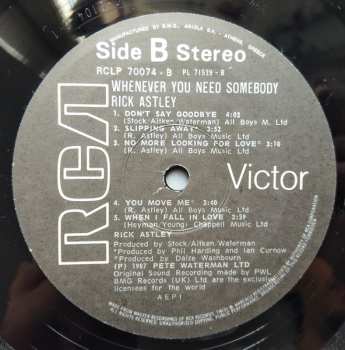 LP Rick Astley: Whenever You Need Somebody