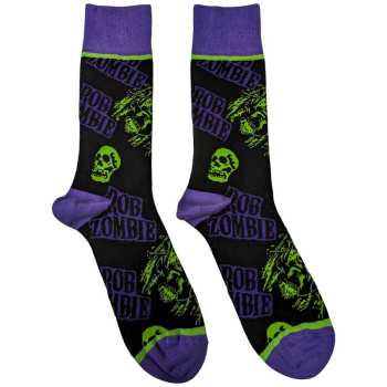 Merch Rob Zombie: Členkové ponožky Skull Face Green/purple