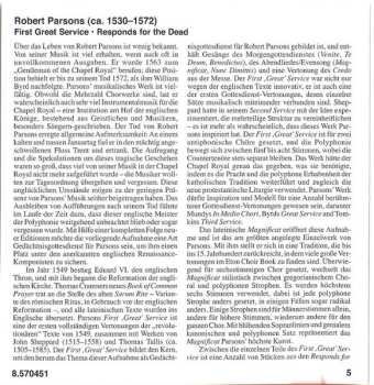 CD Robert Parsons: First Great Service • Responds For The Dead (Latin Service)