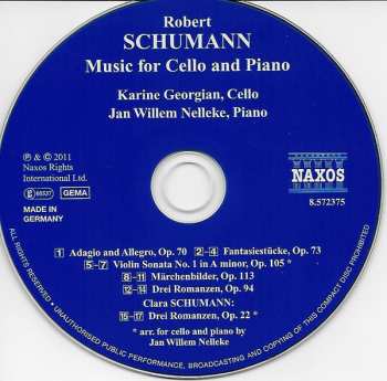 CD Robert Schumann:  Music For Cello And Piano