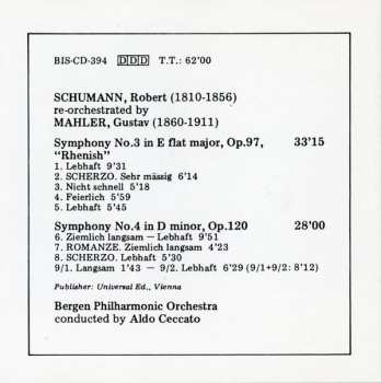 CD Robert Schumann: Symphonies N°3 In E Flat, Op.97 "Rhenish", N°4 In D Minor, Op.120 - Re-orchestrated by Gustav Mahler