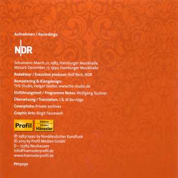 CD Robert Schumann: Concerto For Piano And Orchestra A Minor Op. 54 / Symphony No. 40 G Minor K550