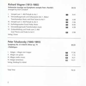 CD Pyotr Ilyich Tchaikovsky: Roger Norrington conducts Richard Wagner, Symphonic Excerpts "Parsifal" / Peter Tchaikovsky, Symphony No. 6 "Pathetique"