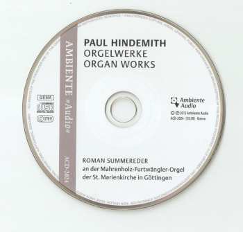 CD Roman Summereder: Paul Hindemith: Orgelwerke • Organ Works