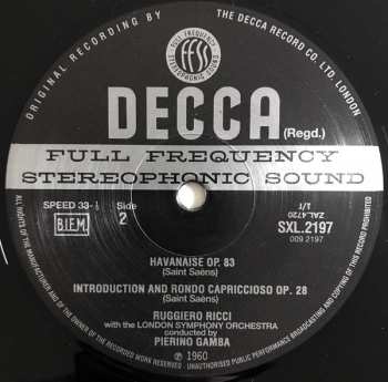 LP The London Symphony Orchestra: Carmen Fantasie / Zigeunerweisen / Havanaise - Introduction & Rondo Capriccioso