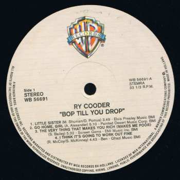 LP Ry Cooder: Bop Till You Drop