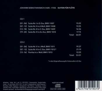 2CD Johann Sebastian Bach: Suiten Für Flöte, BWV 1007-1012; Partita BWV 1013