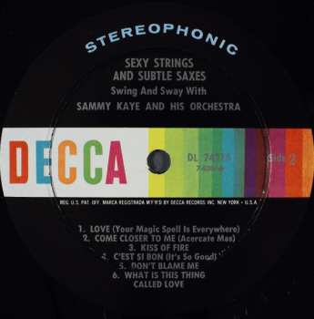 LP Sammy Kaye And His Orchestra: Sexy Strings And Subtle Saxes