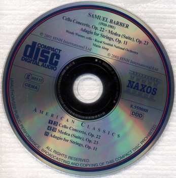 CD Samuel Barber: Orchestral Works, Volume 2 - Cello Concerto • Medea (Suite) • Adagio For Strings