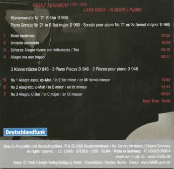 CD Franz Schubert: Sonata D 960 - 3 Klavierstücke D 946
