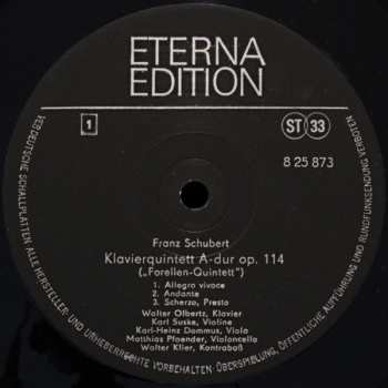 LP Franz Schubert: Klavierquintett A-dur Op. 114 (Forellen-Quintett)
