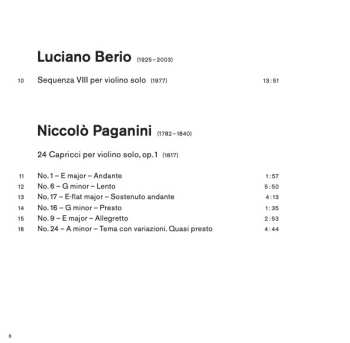 CD Niccolò Paganini: Sciarrino, Tartini, Berio, Paganini