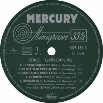 9LP/Box Set Serge Gainsbourg: Intégrale Des Enregistrements Studio, Volume 1 : 1958-1970  LTD