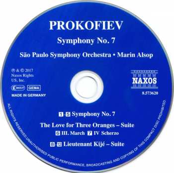 CD Sergei Prokofiev: Symphony No. 7; Lieutenant Kijé - Suite; March And Scherzo From "The Love For Three Oranges"