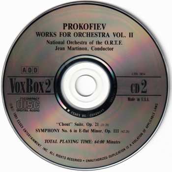 2CD Sergei Prokofiev: Works For Orchestra Vol. 2