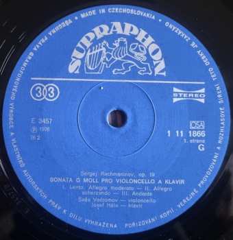 LP Josef Hála: Skladby Pro Violoncello A Klavir = Sonatas For Violoncello And Piano