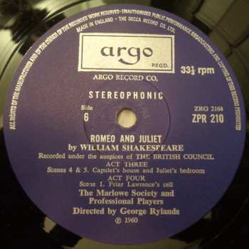 4LP/Box Set William Shakespeare: Romeo and Juliet