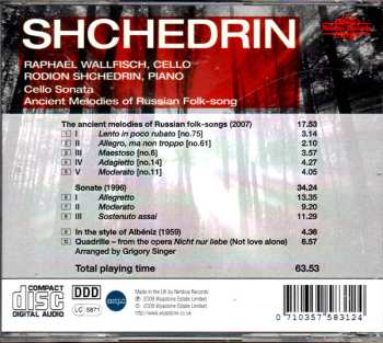 CD Родион Щедрин: Cello Sonata - Ancient Melodies Of Russian Folk-song