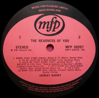 LP Shirley Bassey: The Nearness Of You