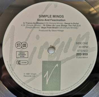 LP Simple Minds: Sons And Fascination