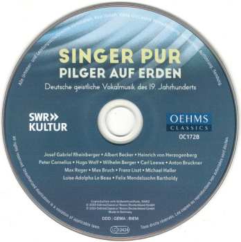 CD Singer Pur: Pilger Auf Erden - Deutsche Geistliche Vokalmusik Des 19. Jahrhunderts