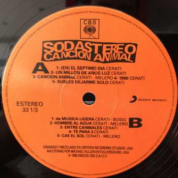 LP Soda Stereo: Canción Animal