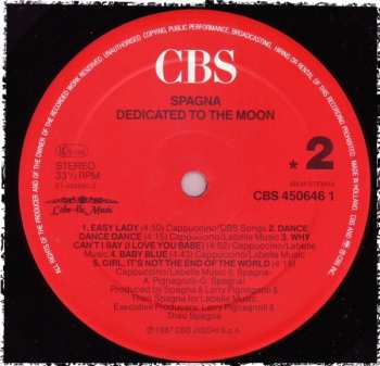 LP Ivana Spagna: Dedicated To The Moon