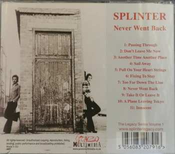 CD Splinter: Never Went Back - The Legacy Series Volume 1