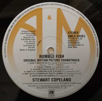 LP Stewart Copeland: Rumble Fish (Original Motion Picture Soundtrack)