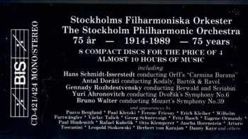 8CD Stockholms Filharmoniska Orkester: Stockholms Filharmoniska Orkester 75 År - 1914 - 1989 = Stockholm Philharmonic Orchestra 75 Years - 1914-19891989